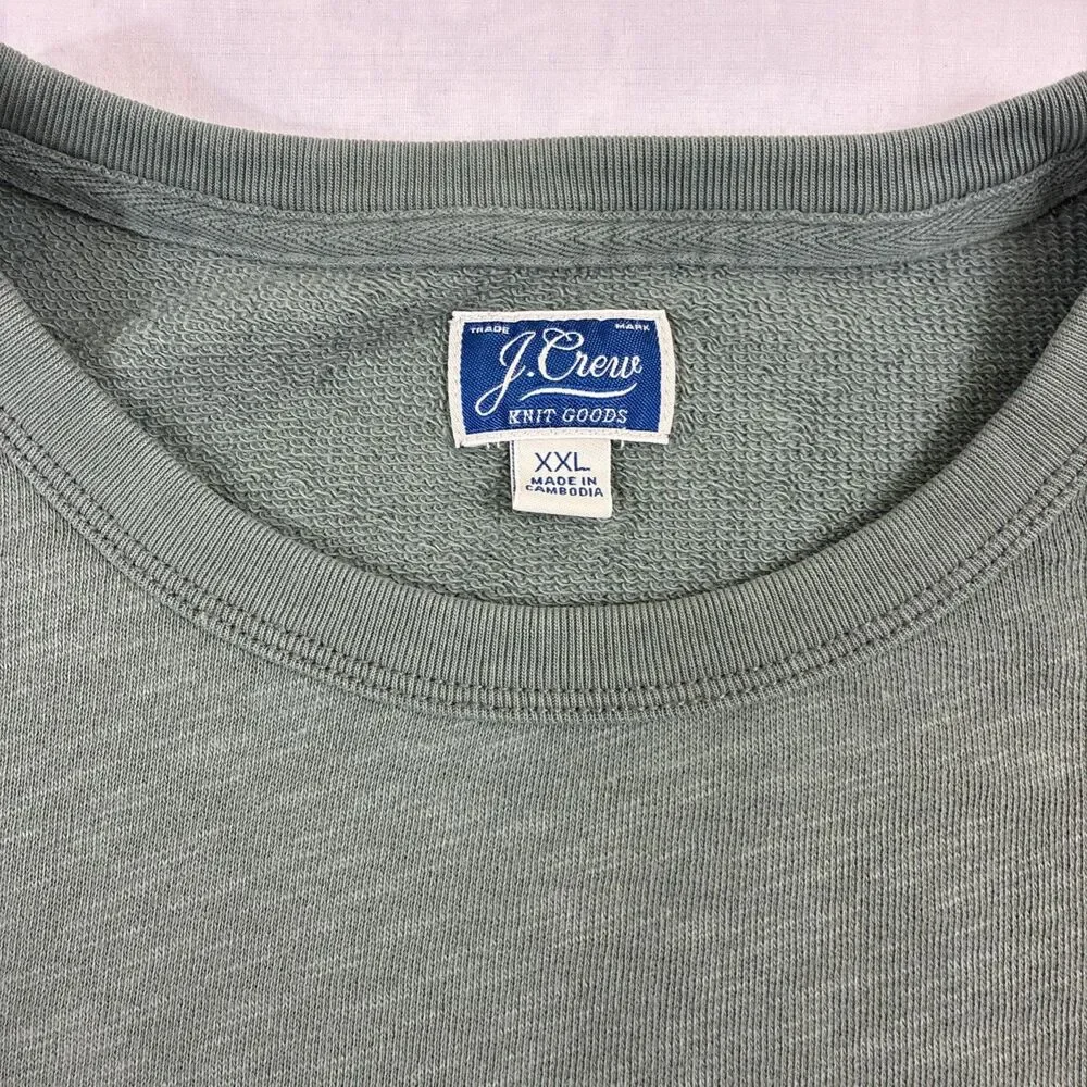 J Crew Sweater Mens XXL Green Lightweight Sunfaded French Terry Sweatshirt